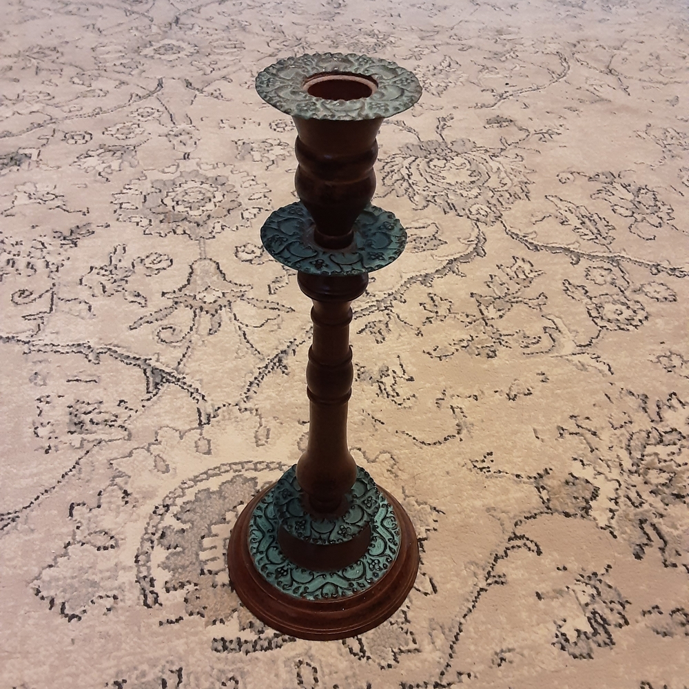 Elegant Brown and Teal Candle Holder